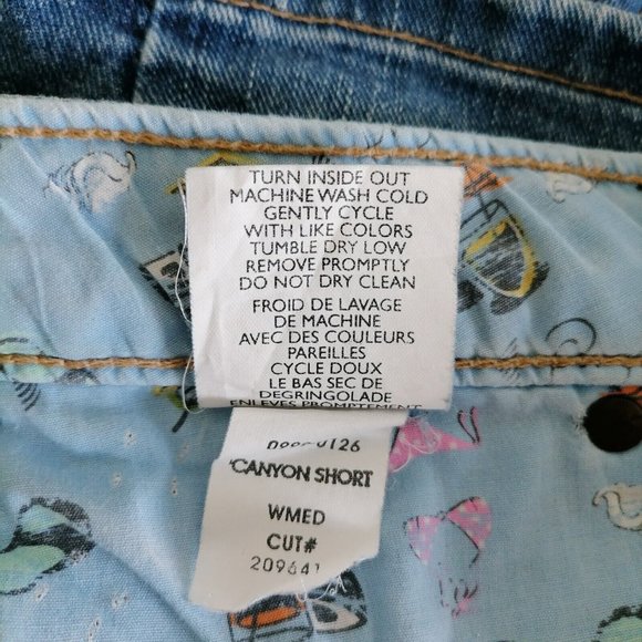 Paige Womens Blue Low Rise Stretch Distressed Denim Canyon Jean Shorts Size 27 - Picture 7 of 7